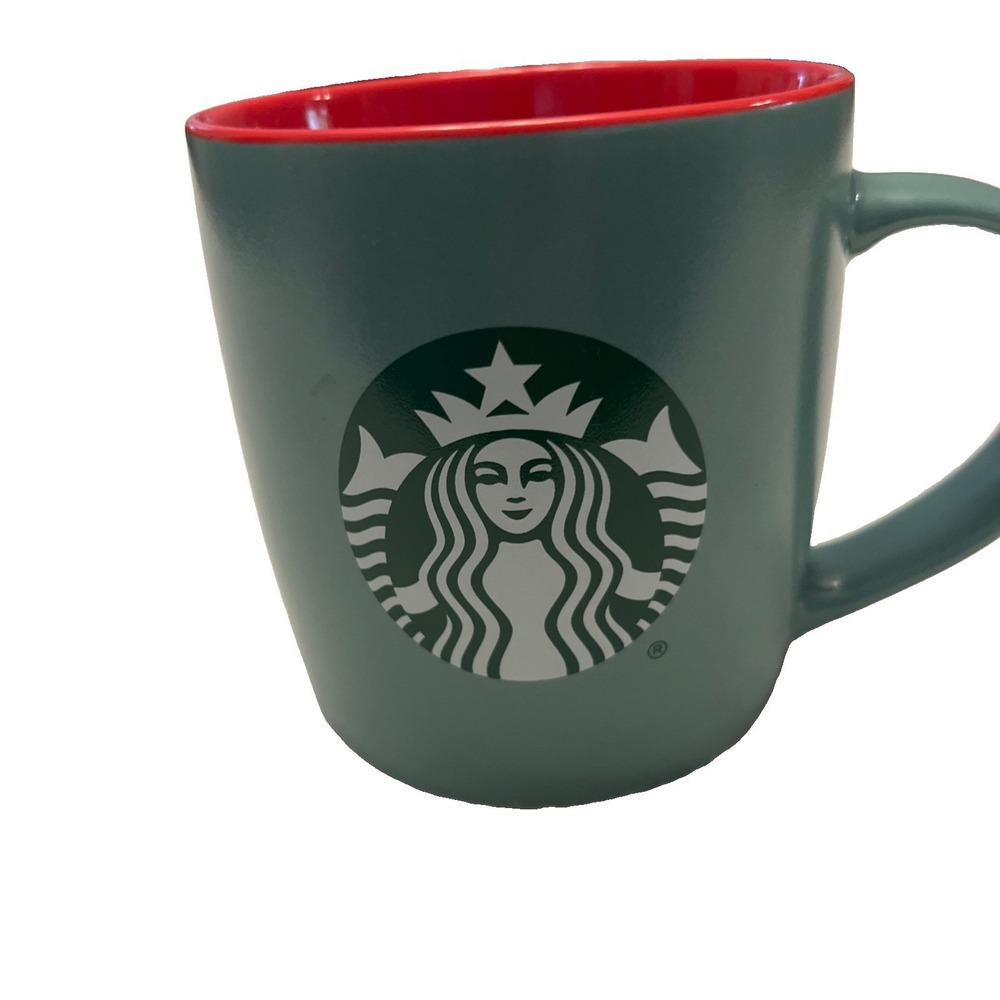 New STARBUCKS Green & Red Ceramic Coffee Mug 11oz 2025